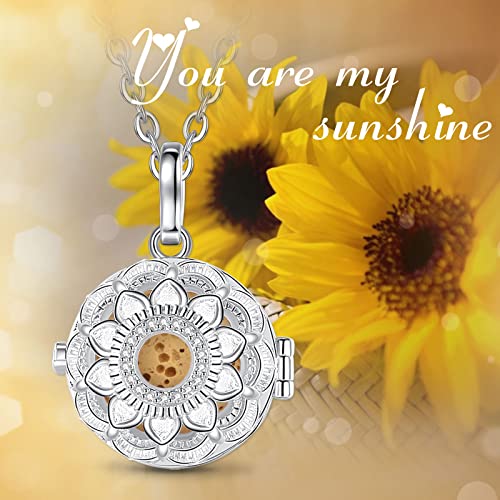 EUDORA Harmony Ball Collar Mujer Girasol Colgante Difusor Aromaterapia Colgante Aceites Esenciales Aromaterapia Collares Aromaterapia Difusor Perfume Personalizado Bisutería Mujer Niña, 7PCS, 24"