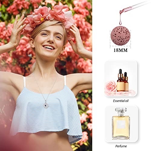 EUDORA Harmony Ball Collar Mujer Girasol Colgante Difusor Aromaterapia Colgante Aceites Esenciales Aromaterapia Collares Aromaterapia Difusor Perfume Personalizado Bisutería Mujer Niña, 7PCS, 24"