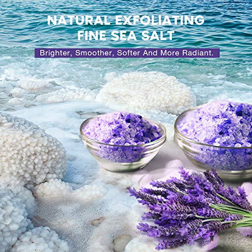 Exfoliante Corporal De Lavanda, Sal Del Mar Muerto Orgánico Natural, Antienvejecimiento Y Exfoliación, Mejora La Celulitis, Cicatrices De Acné, Arañas Vasculares, Estrías, Líneas Finas Y Arrugas
