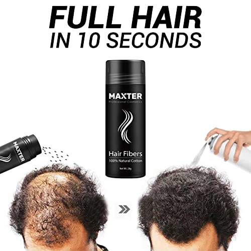Fibras Capilares Maxter - Disimula la Falta de Pelo al Instante, Microfibras de Algodón en Polvo 100% Natural para Hombre y Mujer (Castaño Rojizo 28g)