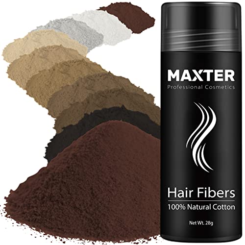 Fibras Capilares Maxter - Disimula la Falta de Pelo al Instante, Microfibras de Algodón en Polvo 100% Natural para Hombre y Mujer (Castaño Rojizo 28g)