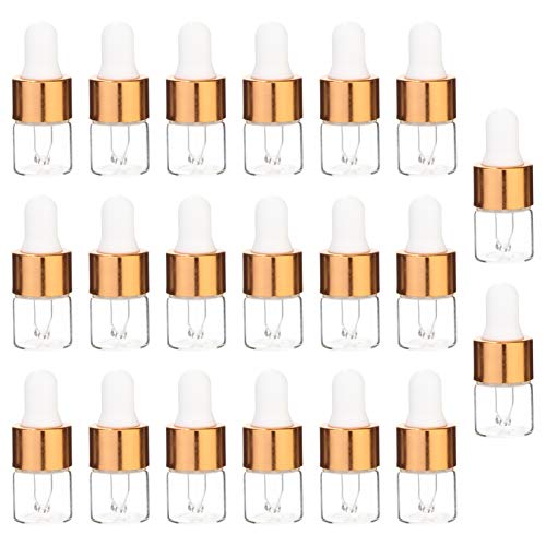 FRCOLOR 100 Piezas Frascos Cuentagotas de Vidrio 1 Ml Mini Botellas de Aceite Esencial Perfumes de Muestra Recipiente Dispensador de Química con Cuentagotas para Viajes Al Aire Libre