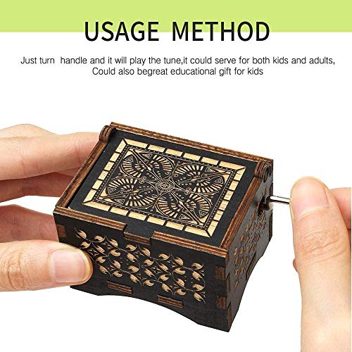 Freudlich 《You Are My Sunshine》 Cajas de música de Madera, Caja Musical de Madera Vintage grabada con láser Regalos para cumpleaños/Navidad/día de San Valentín (Black)