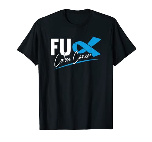 FU Conciencia sobre el Cáncer de Colon Dark Blue Ribbon Survivor Camiseta
