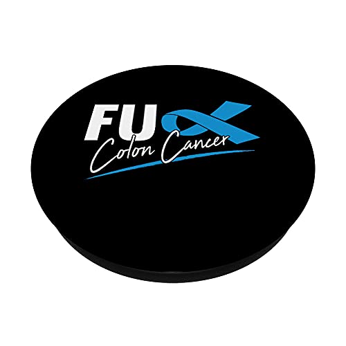 FU Conciencia sobre el Cáncer de Colon Dark Blue Ribbon Survivor PopSockets PopGrip Intercambiable