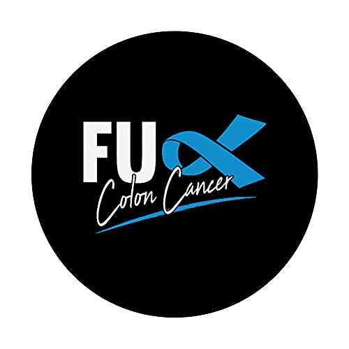 FU Conciencia sobre el Cáncer de Colon Dark Blue Ribbon Survivor PopSockets PopGrip Intercambiable