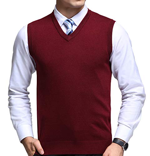 FULIER Hombre Invierno Sin Mangas con Cuello En V Chaleco Classic Business Gentleman Prendas De Punto De Punto Chaleco Suéter Cardigans Tank Tops