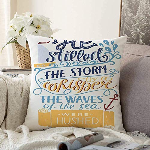 Fundas Decorativas para Cojines Funda de cojín Pier Love Spirit Letras de Mano Wave He Stilled Texto Moderno Que Dice Aspiración Storm Whisper Funda de Almohada Interior para sofá