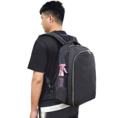 GeKLok Mochila de peluquería, peluquería, mochila portátil de peluquería, bolsa de herramientas de maquillaje para herramientas de peluquería de gran capacidad, organizador de cosméticos (negro)