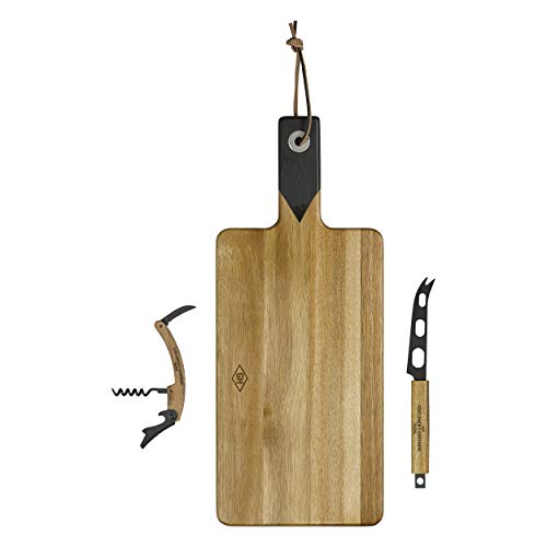 Gentleman's Hardware Wood Juego de Servir Queso y Vino, Madera, marrón