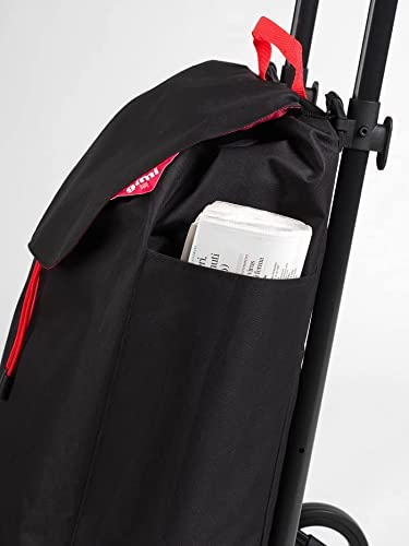Gimi Twin Urban Negro Carro de la Compra, Fácil de Empujar y Llevar, 50 Litros de Capacidad de Carga, 39 x 52 x 95 cm, Negro