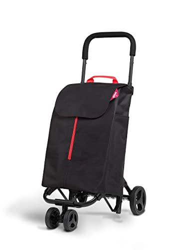 Gimi Twin Urban Negro Carro de la Compra, Fácil de Empujar y Llevar, 50 Litros de Capacidad de Carga, 39 x 52 x 95 cm, Negro