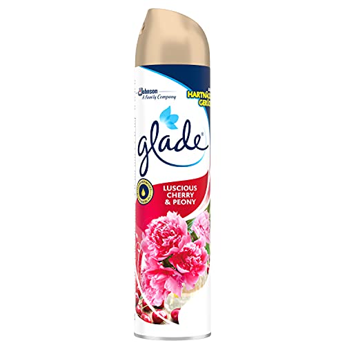 Glade - Ambientador Aerosol, eliminación de malos olores, hasta 7 horas de fragancia Flor Peonía y Cereza, con aceites esenciales, 1 unidad - 300ml
