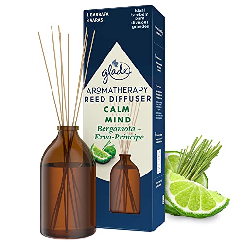 Glade Aromatherapy Varillas fragancia Calm Mind [Bergamot & Lemongrass], Líquido con Aceites Esenciales, 16 varillas de ratán, más de 90 días de duración. Pack de 2