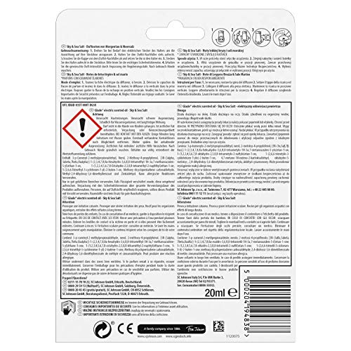 Glade Brise - Aceite eléctrico aromático con aceite aromático, incluye 1 recambio, salto Sky & Sea Salt, 1 unidad (1 x 20 ml)