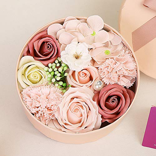 Gobesty Regalo Rosa, Flor de jabón en Caja de Regalo, Flor de jabón con Tarjeta de felicitación Jabón perfumado de Rosas Flor de jabón para el día de la Madre, día de San Valentín, Navidad