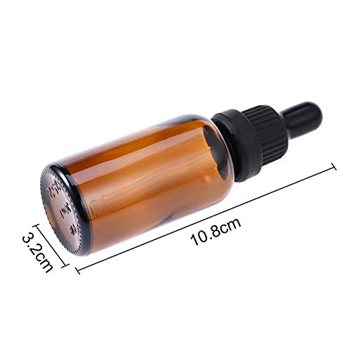 GOLDGE Cuentagotas de cristal ámbar, 6 unidades, botellas de cristal con cuentagotas, color marrón, botellas cuentagotas de cristal con pipeta, colonias, mezclas de aceites esenciales y muestras