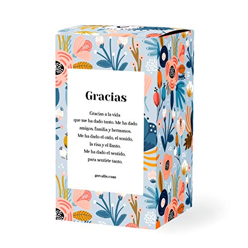 GOVALIS Vela Aromática Gracias | Cera de Soja 100% Natural | 100 Horas, Vela Perfumada Grande en Vaso, Vegana, Olor a Flores Cítrico y Dulce, Regalos Originales Amigos, Decoración, Yoga