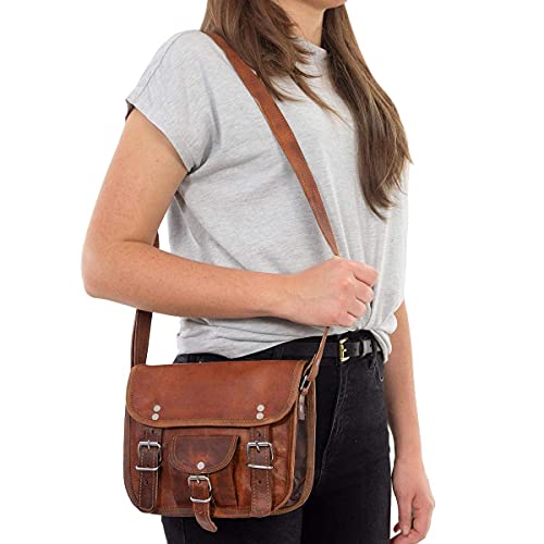 Gusti Bolso Bandolera de Cuero Leder Emilia 7" Bolso de Fiesta Festival iPad Mini Tiempo Libre Cuero de Cabra H3