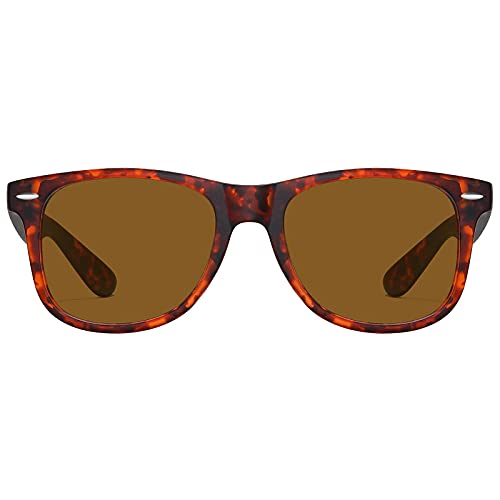 H HELMUT JUST Gafas de Sol para Hombre y Mujer Cuadrado Polarizadas Clásico Wayfarer Anti Reflejos Montura de TR90 Ligero Marrón