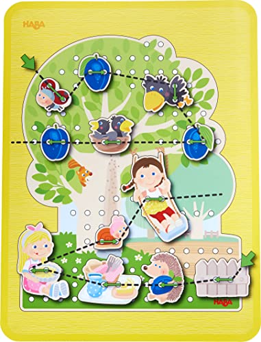 HABA- Juego de Ensartar El Frutal Cuervo Teo, Multicolor (306082)