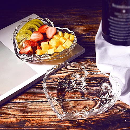 Hanpiyig Frutero, Vajilla para los amantes, platos de bocadillos de ensalada de whacky, platos de bocadillos, grabado con flores, forma de corazón diafano de cristal de rosal, bandeja de plato de frut