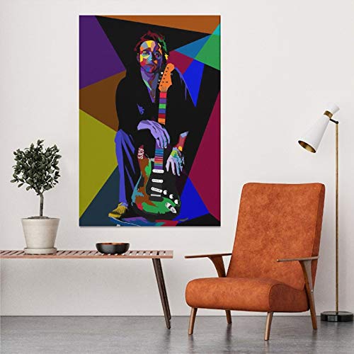 haocaitou Póster de guitarra masculina con texto en inglés "Cantante musical", diseño geométrico, colorido y artístico de la pared, 20 x 30 cm