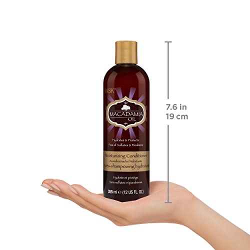 HASK Macadamia Moisturizing Oil Acondicionador Hidratante para todo tipo de cabello, sin decoloración, sin gluten, sin sulfatos, sin parabenos, 355 ml
