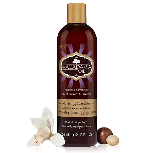 HASK Macadamia Moisturizing Oil Acondicionador Hidratante para todo tipo de cabello, sin decoloración, sin gluten, sin sulfatos, sin parabenos, 355 ml