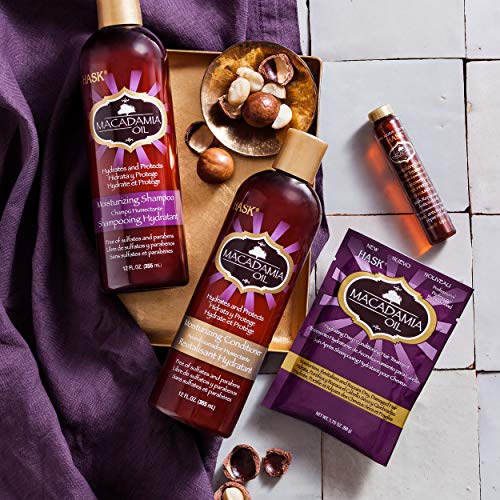 HASK Macadamia Moisturizing Oil Acondicionador Hidratante para todo tipo de cabello, sin decoloración, sin gluten, sin sulfatos, sin parabenos, 355 ml