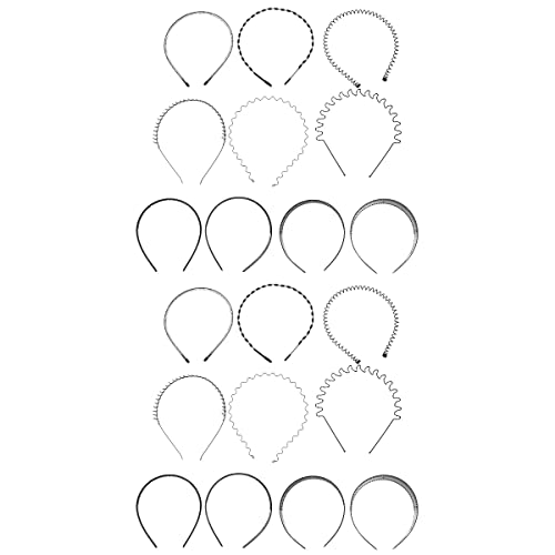 HEALLILY 20 Unids Metal Diadema Ondulada Hairband Primavera Cabello Aro Unisex Deportes Pelo Banda Aro para Hombres Mujeres Mezclados Estilos