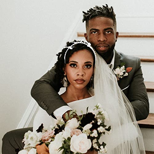 HEALLILY DIEJA DE BODA MARIPA DE MARIPA DE PERLA DE PERLA DE PERLA PAIZA DE NOMBRES Accesorios para El Cabello de La Boda Joyería Tiara para Las Mujeres