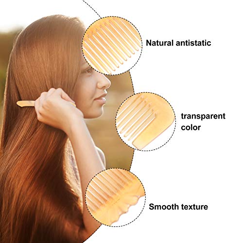 HEALLILY Peine de Cuerno para El Cabello Peine de Masaje Cepillo de Cuero Cabelludo Natural para El Cuero Cabelludo Terapia de Acupuntura Tratamiento de Punto de Disparo