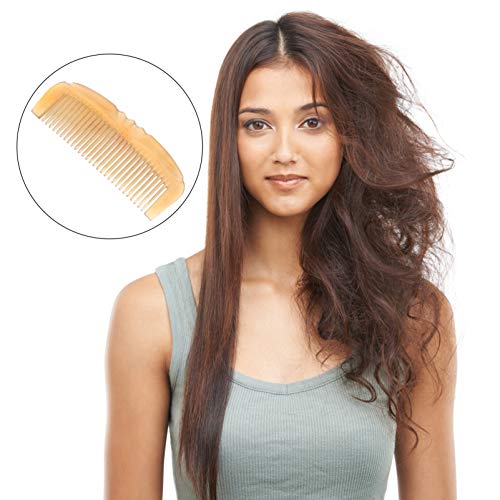 HEALLILY Peine de Cuerno para El Cabello Peine de Masaje Cepillo de Cuero Cabelludo Natural para El Cuero Cabelludo Terapia de Acupuntura Tratamiento de Punto de Disparo