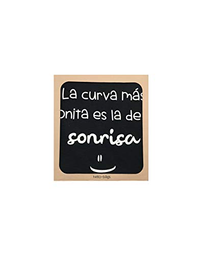 Hello-Bags. Bolso Tote. Algodón 100%. Modelo LACURVA. Negro. con Cremallera, Forro y Bolsillo Interior. 37 * 38 cm. Incluye Bonito sobre Kraft de Regalo.