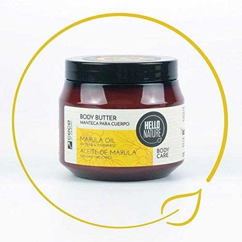 Hello Nature Marula Oil Body Butter | Crema Hidratante de Aceite de Marula 250 ml | Crema Corporal | Con Propiedades Antioxidantes Para Pieles Opacas| Contiene vitamina E y Aceite de Jojoba
