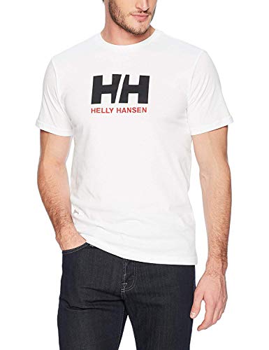 Helly Hansen T-Shirt Camiseta de Manga Corta Hecha de algodón, con Logo HH en el Pecho, Hombre, Blanco, L