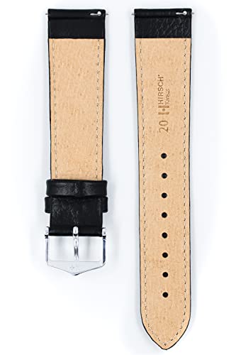 HIRSCH Correa de reloj Kansas L - Piel de becerro auténtica - Grabado de búfalo - Hombre/Mujer - negro - 22 mm