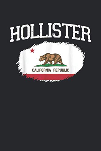 HOLLISTER CALIFORNIA Republic: Notebook Paper Blank Journal with Black Cover Medium Size 6'' x 9'' with 110 Pages Makes A Wonderful Gifts For Love Ones