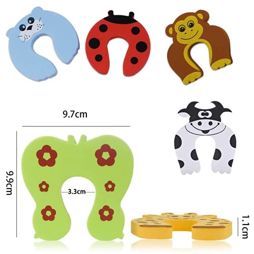 HOMYBABY® Protector puertas bebe [12PCS] - Seguridad puertas niños para el hogar - Protectores infantiles de espuma - Topes para puertas bebe con diseño de animales - Seguro para bloquear puertas