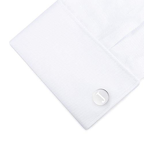 HONEY BEAR Carta Inicial Alfabeto Gemelos & Skinny Clip Pasador de Corbata Pisacorbatas - Acero Inoxidable para la Camisa de los Hombres Regalo de Boda del Negocio (Plata cepillada) (J)