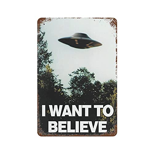 通用 I Want to Believe UFO Retro Metal Plaque Vintage Great Aluminum Tin Sign Wall Decoration 11.8"x7.9"