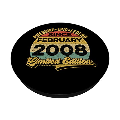 Impresionante leyenda desde febrero 2008 14 cumpleaños 14 años PopSockets PopGrip Intercambiable