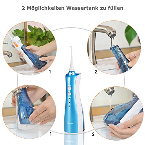 Irrigator Oral Water Flosser Limpiador de dientes portátil Agua 3 modos Móvil IPX7 Impermeable, Irrigador oral dental inalámbrico eléctrico, para viajes y uso doméstico (Estación de carga inductiva)