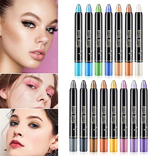 ISAKEN Sombra de Ojos Stick, Pen Eyeshadow, Eyeshadow Glitter, Lápiz de Sombra de Ojos, Sombra de Ojos Hipoalergenico Waterproof Long-lasting Eye Shadow Stick Sombra de Ojos Lápiz