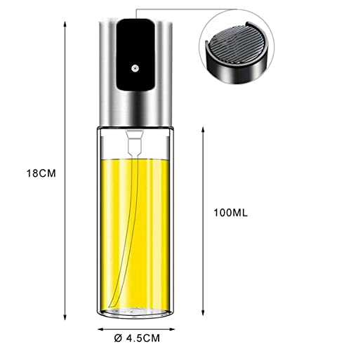 Ivex Pulverizador Aceite Cocina, 2 Piezas, Dispensador de Aceite cristal, 100ml, Spray Aceite, Aceitera Spray, Vaporizador Aceite y Vinagre, Rociador de Aceite, Regalo 1 Salero