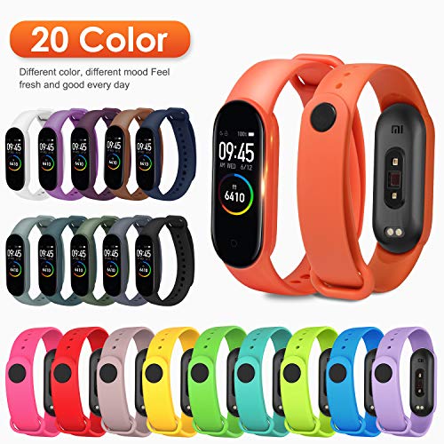ivoler Pulseras Xiaomi Mi Band 6/Mi Band 5/Amazfit Band 5, [20 Piezas] Correas de Repuesto para Mi Band 6/5/Amazfit Band 5 Correa de Repuesto Suave, Transpirable, Resistente al Sudor - 20 Colores