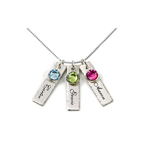 J. Brace - Collar con tres barras de piedras de nacimiento personalizadas