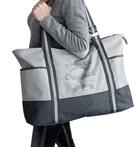 J JONES JENNIFER JONES Bolso de lona XXL para la compra, de hombro, para el tiempo libre, 2 colores