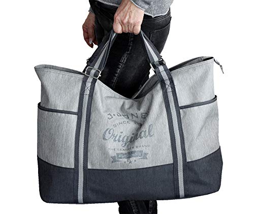 J JONES JENNIFER JONES Bolso de lona XXL para la compra, de hombro, para el tiempo libre, 2 colores